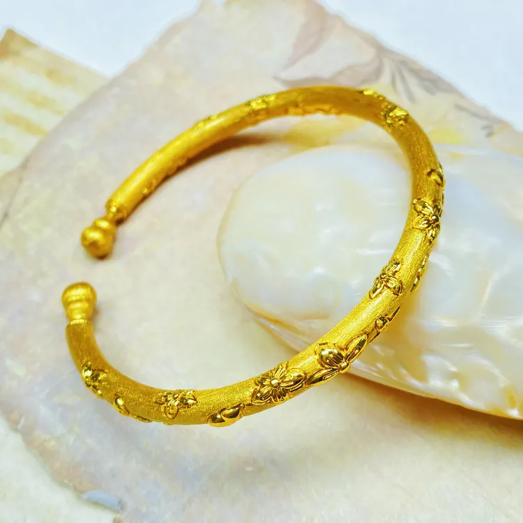 手镯  WJ0186黄色繁花开口手镯多样性发货48108