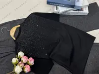 【黑色烫钻套头】早秋新款时尚短袖针织上衣QC3959