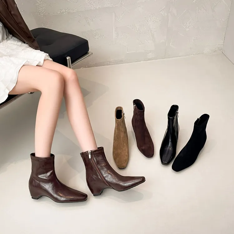 秋冬新款法式复古百搭弹力瘦瘦靴短靴极简鞋子女款爆款2025新款
