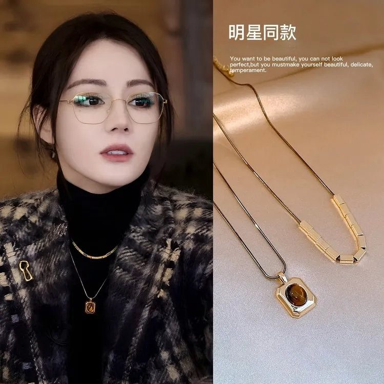 卡柒 铜合金项链 复古美拉德双层叠戴项链轻奢气质秋冬百搭毛衣链