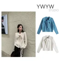 【YWYW25F/W】冬季设计感蝴蝶领结飘带混羊毛针织对襟毛衣5913