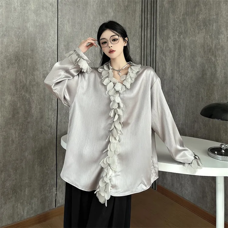 时尚穿搭气质高级感小众花边衬衣设计感法式上衣宽松垂感长袖衬衫