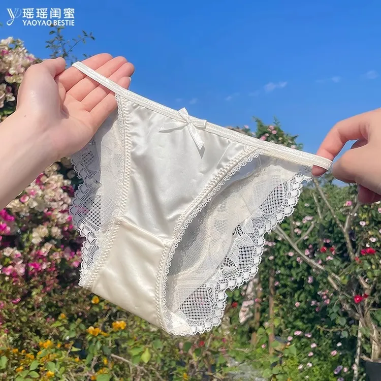 瑶瑶闺蜜法式蕾丝内裤女性感高开叉透明网纱低腰少女纯欲三角裤头