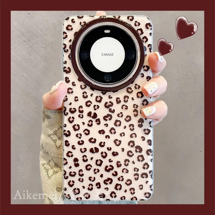 适用华为mate70pro+手机壳小众少女心Mate60pro+蓝粉黑满屏小豹纹