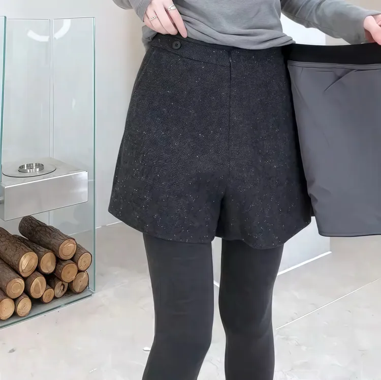 时尚韩版高级感气质亮片裙裤女2025秋冬新款大码显瘦高腰A字裙裤