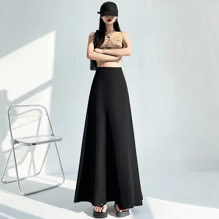 【胖妹妹】＋【松紧腰】黑色西装半身裙女款爆款2025垂坠感a字大摆伞裙