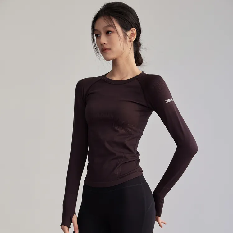 圆领速干跑步运动上衣女紧身显瘦瑜伽服专业普拉提训练高弹力长袖