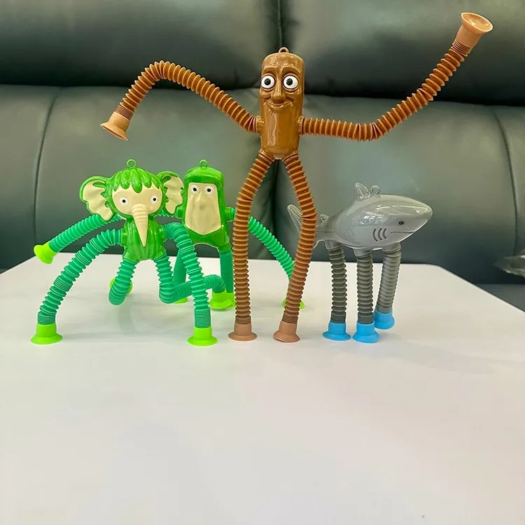 外国山海经伸缩管儿童解压减压玩具木棍人手脚可拉长百变造型公仔