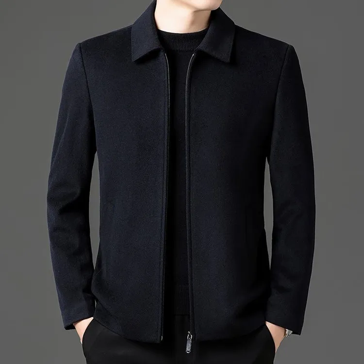 秋冬季男士双面绵羊毛行政外套+100羊毛内胆+加厚羊毛夹克