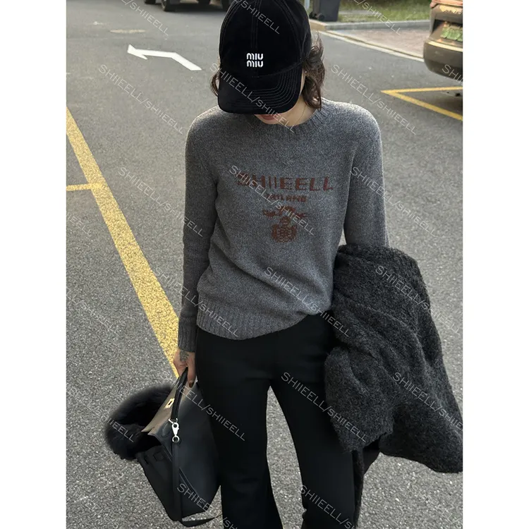 SHIIEELL【百搭毛衣】加厚绵羊毛毛衣冬圆领百搭套头针织毛衫Z7536