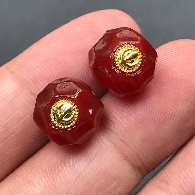 12MM天然红玛瑙老型珠切面无相散珠文玩星月菩提手串配珠隔珠配件