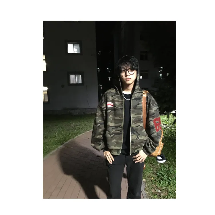 nono同款迷彩外套美式个性开衫连帽卫衣男士休闲宽松百搭时尚潮牌
