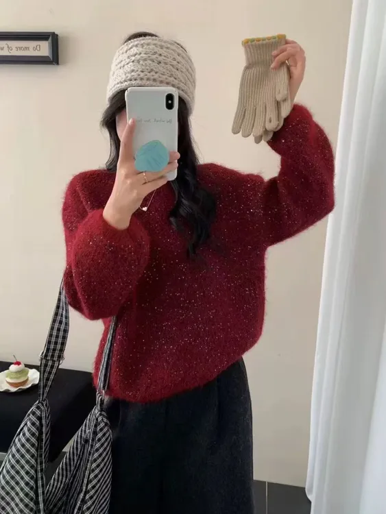 0880 G 秋冬女士圆领亮晶晶毛衫 F80