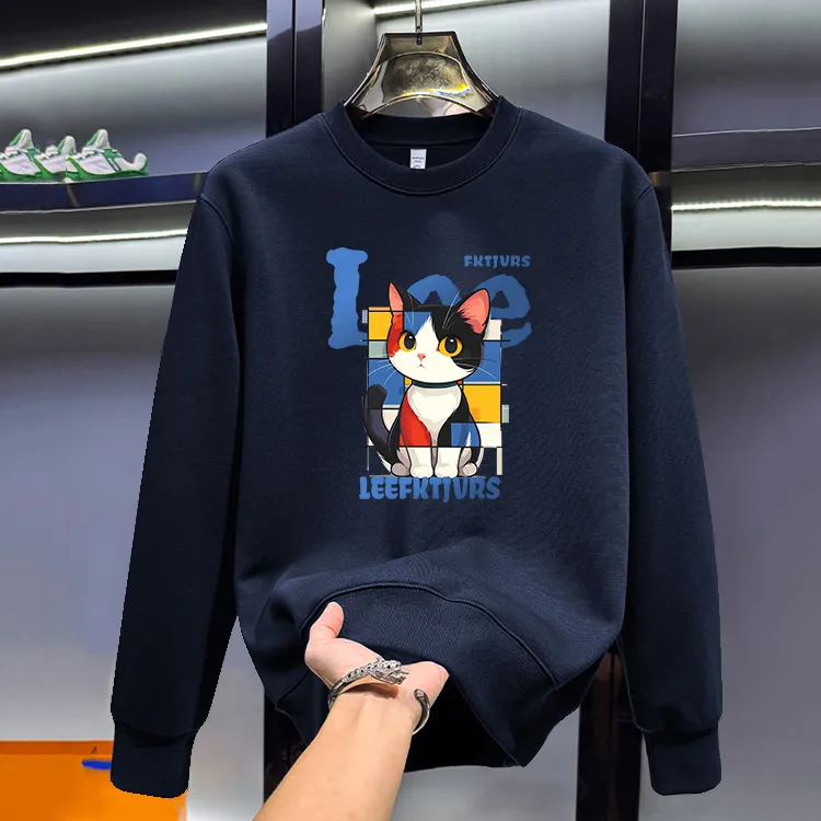 2025新款秋冬潮牌爆款圆领卫衣男款潮流休闲男士加绒保暖长袖上衣