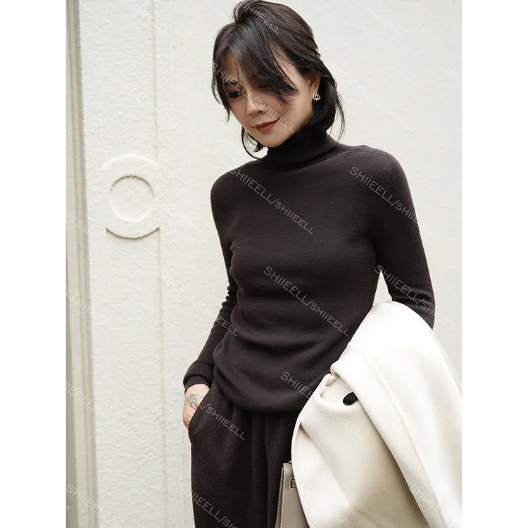 SHIIEELL【大衣伴侣】绵羊毛保暖极简长袖女士半高领气质毛衫Z1517