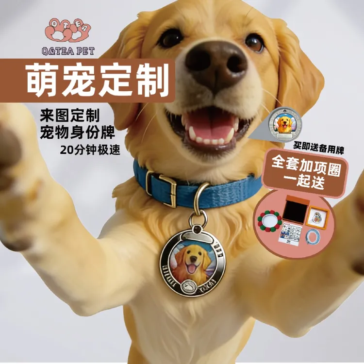 来图定制定制套装款防丢身份牌项圈扣子圣诞环