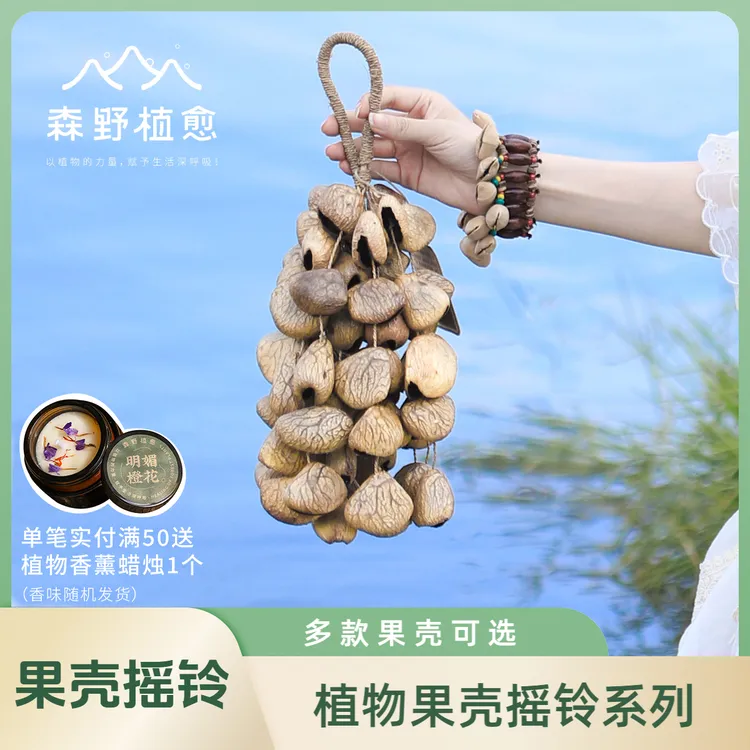 果壳手摇铃纯手工天然装饰果实风铃系列装饰品手工户外果壳风铃商品图