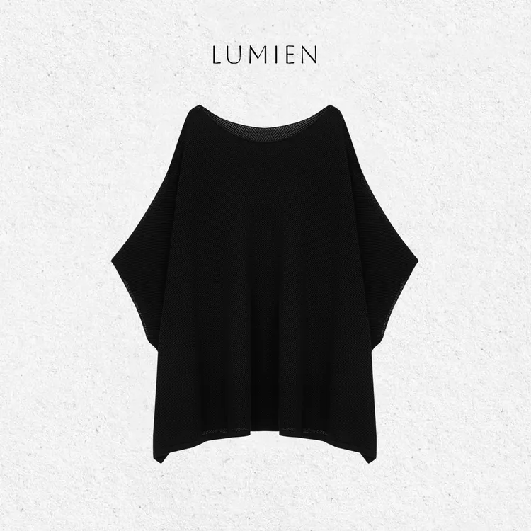 【LUMIEN】“午夜圆舞曲”黑色质感醋酸棉披肩LX5ESS38