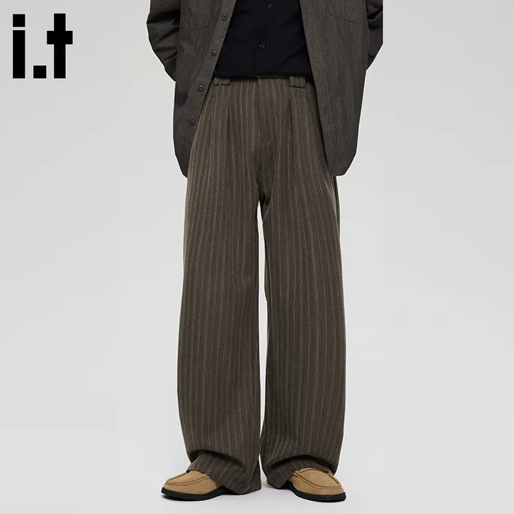 i.t:CHOCOOLATE宽松直筒休闲长裤男士2025秋冬季复古舒适垂感西裤