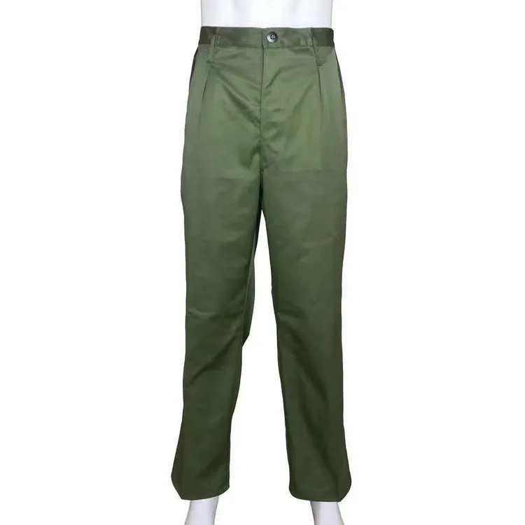 库存老货老式涤卡大裆裤加档深档军绿色宽松耐磨男士休闲裤