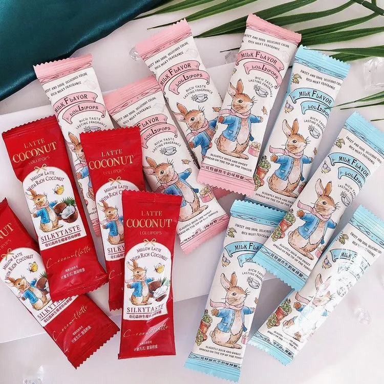 唯口爱彼得兔生椰拿铁味牛奶味棒棒糖喜糖果结婚满月生日回礼喜