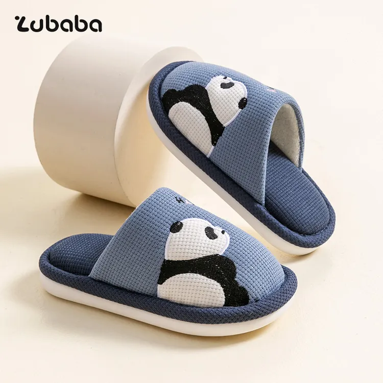 亚麻亲子棉拖鞋男童秋2025新款室内家居中大童棉拖鞋包头拖鞋