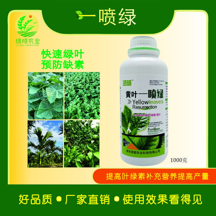 一喷绿黄叶小叶弱树弱苗果树农作物提高叶绿素生根剂