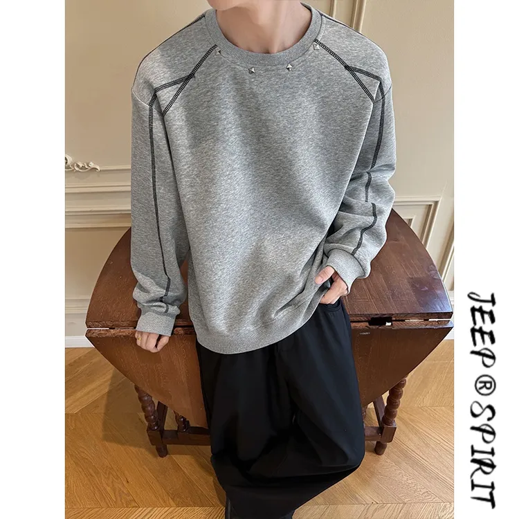 【高品质】JEEP吉普重磅美式休闲cleanfit明线卫衣男高级感百搭上衣