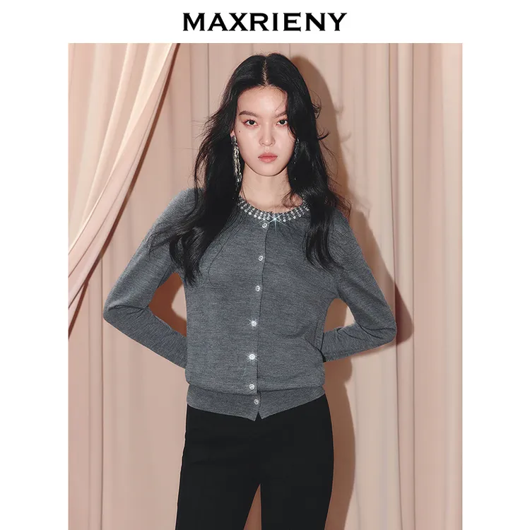 领圈钉钻装饰毛衫