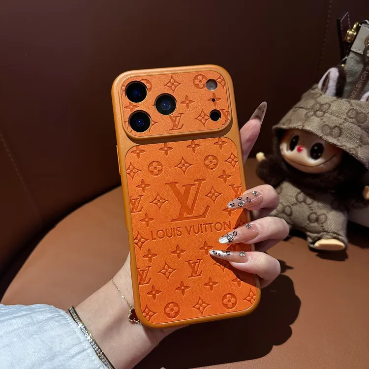 新款星宇橙苹果17promax手机壳压印皮质老花16高档15潮牌14适用13