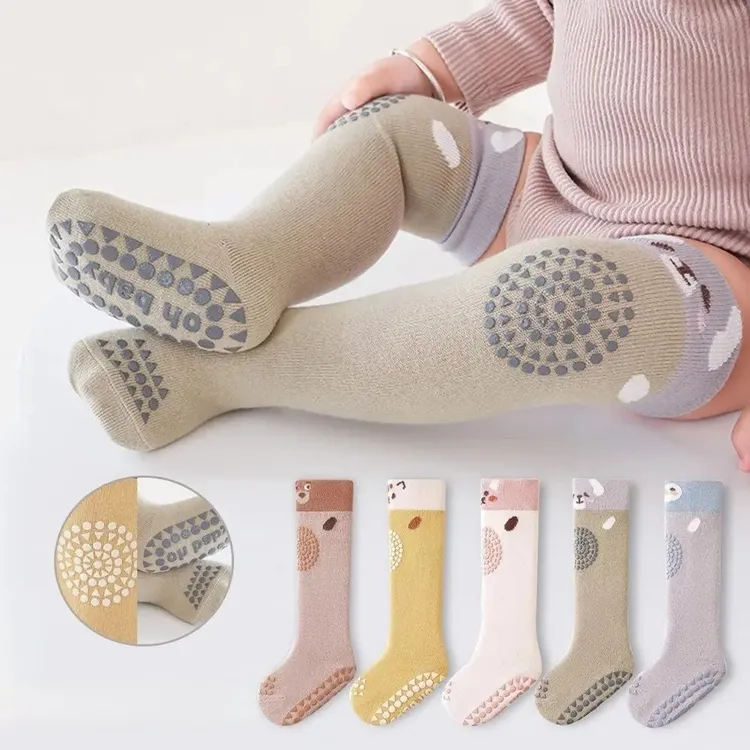 长筒袜春秋冬无骨防滑过膝地板袜学步新生儿袜子宝宝爬行袜子宝宝