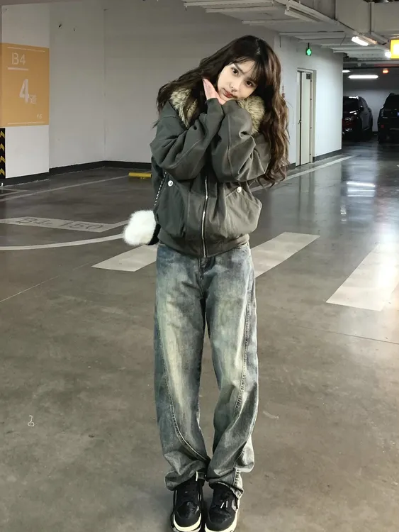 美式复古棉服女2025年冬新款冬季新款加厚保暖宽松座山雕棉衣外套