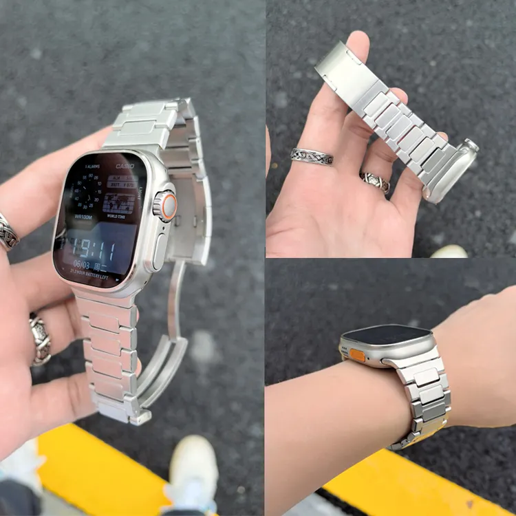 适用appleultra2表带s10不锈钢苹果手表s9表带8代7男女4945/44s8