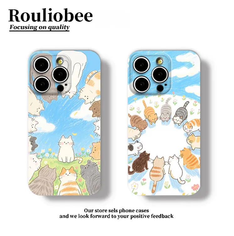 满屏围圈小猫咪适用苹果16/15promax菲林手机壳华为oppo小米vivo