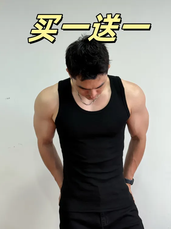 买一送一夏季美式嘻哈重磅西海岸肌肉健身运动打底紧身无袖t恤男