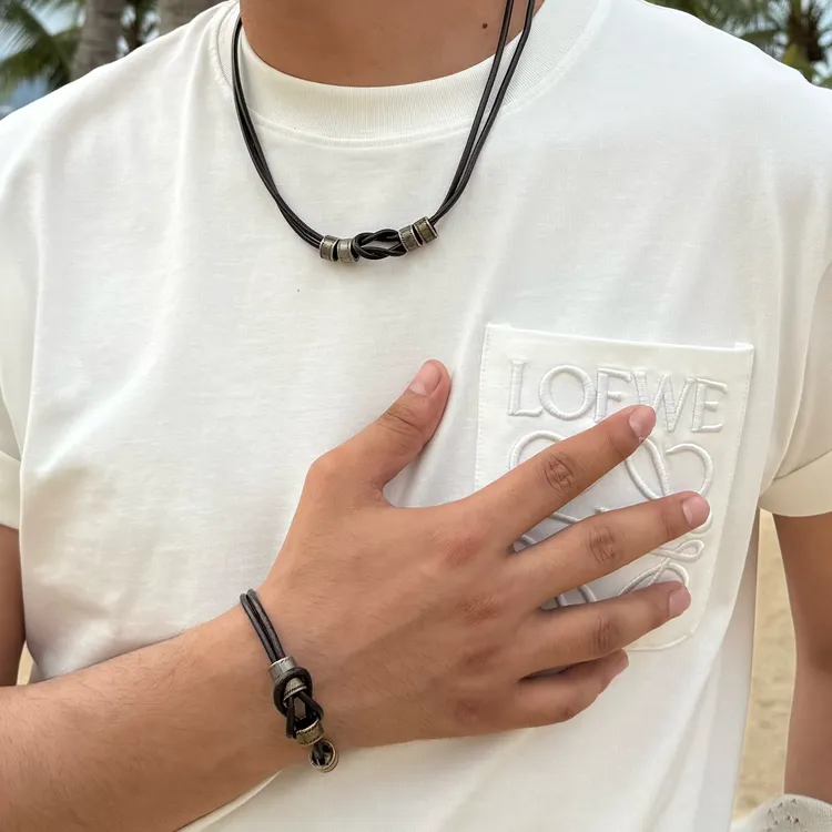 铜合金皮质项链 SHAHIDAM男士项链手链百搭气质高级