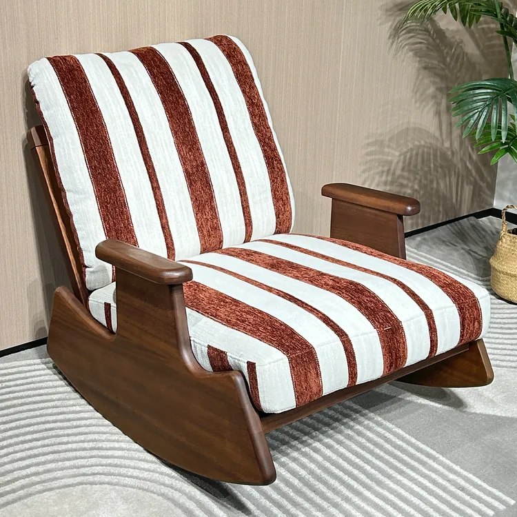 现代简约全实木家用摇椅2025新款核桃木客厅懒人沙发椅休闲躺椅