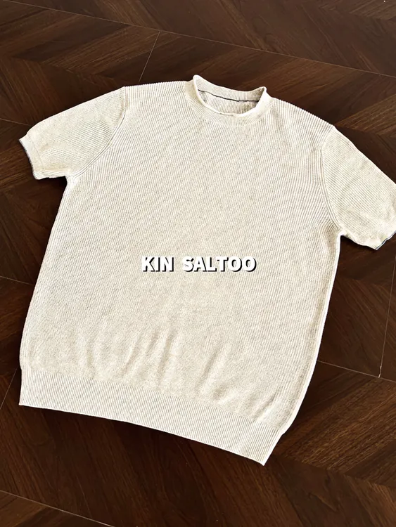 KIN SALTOO “新贵BC”亚麻老钱风凉感款经典痞帅基础针织短袖