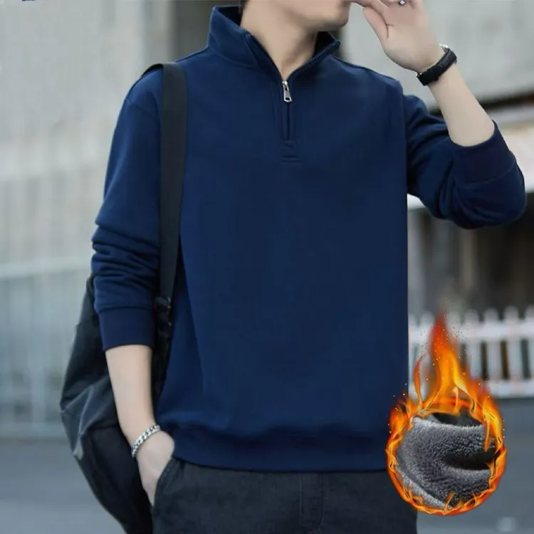 111长袖立领拉链复古保暖运动男士卫衣透气免烫速干宽松型休闲