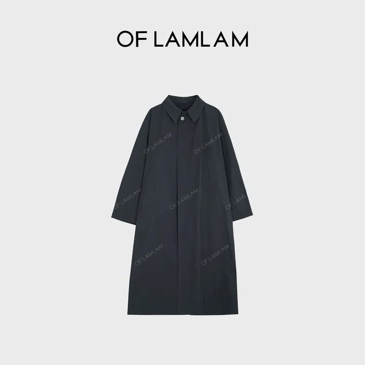 “纸感松弛”马*拉法式极简风翻领典雅中长款风衣 OFLAMLAM MW083G