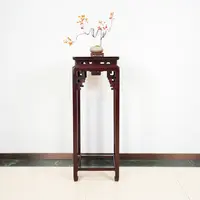 马蹄腿拐子纹方香几-微凹黄檀-BDF015