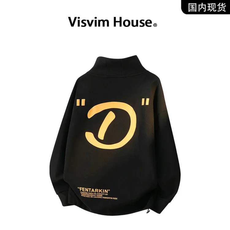 【品牌现货撤柜】VISVIM HOUSE秋冬季半高领德绒保暖印花卫衣男士