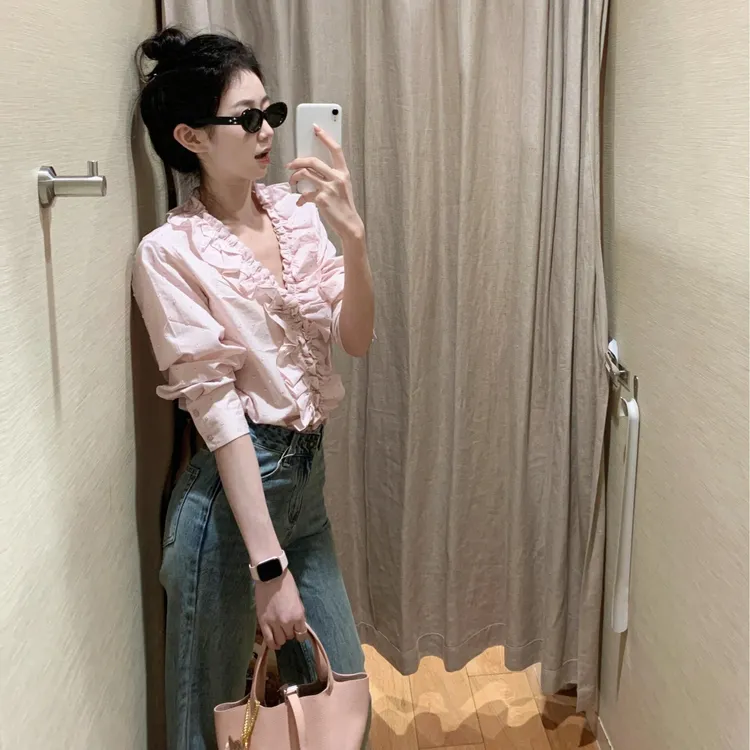 2025时尚新款韩系小众炸街高级感女装慵懒风上衣休闲风百搭牛仔裤