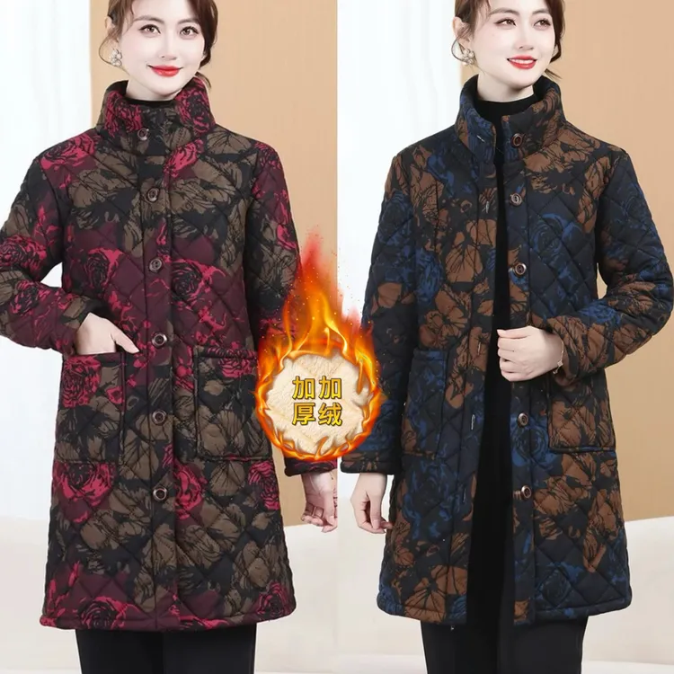 【衣雅严选】8069-2635#新款秋冬加绒加厚保暖显瘦中长款棉服外套