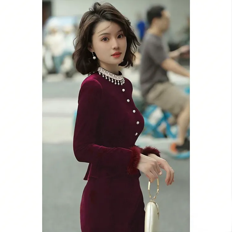 日常高级感气质优雅收腰气质连衣裙D4523