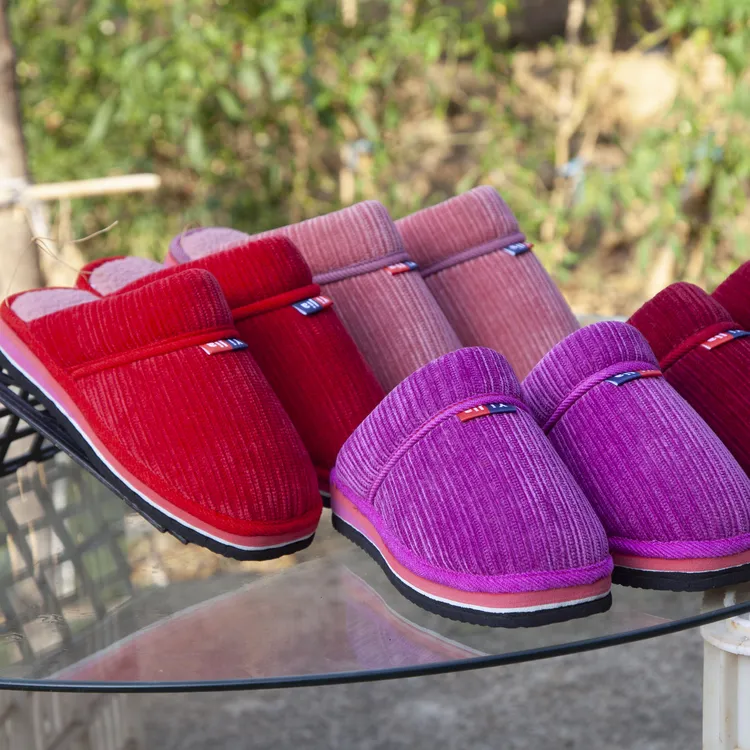 5双婚嫁鞋手工上线保暖喜庆居家棉拖鞋 厚底加绒防滑