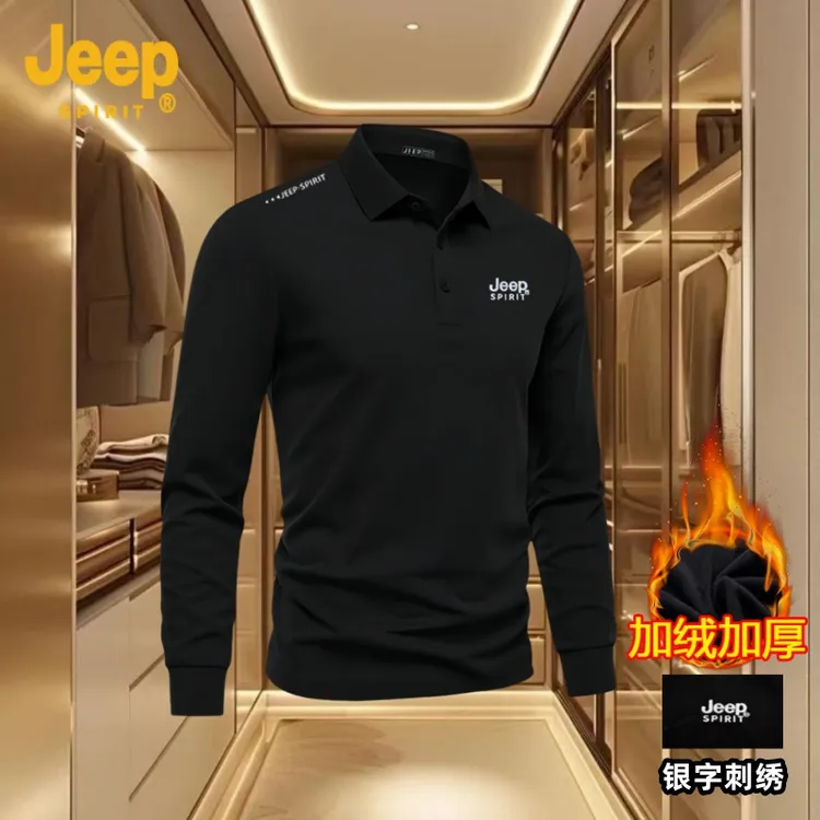 JEEPSPIRIT吉普Polo衫刺绣秋季冬季男潮流运动打底衫百搭保暖上衣