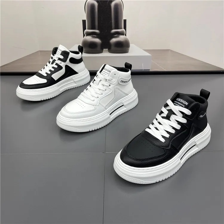 2025年秋冬户外出游韩版潮流加绒高帮休闲鞋男潮鞋轻质男士小白鞋