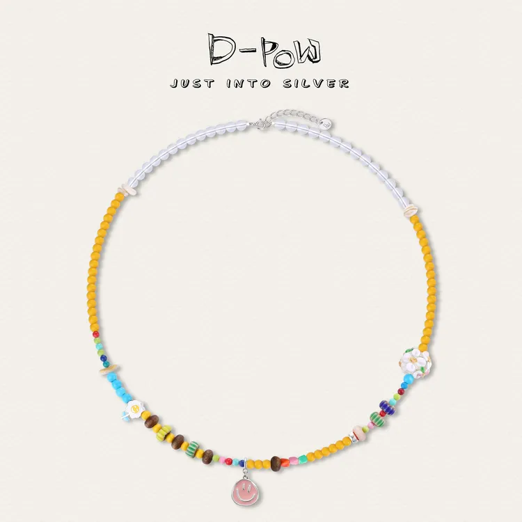 灯小炮 坠链均925银仿水晶 【sweet smile】多巴胺项链（49cm）（8974）