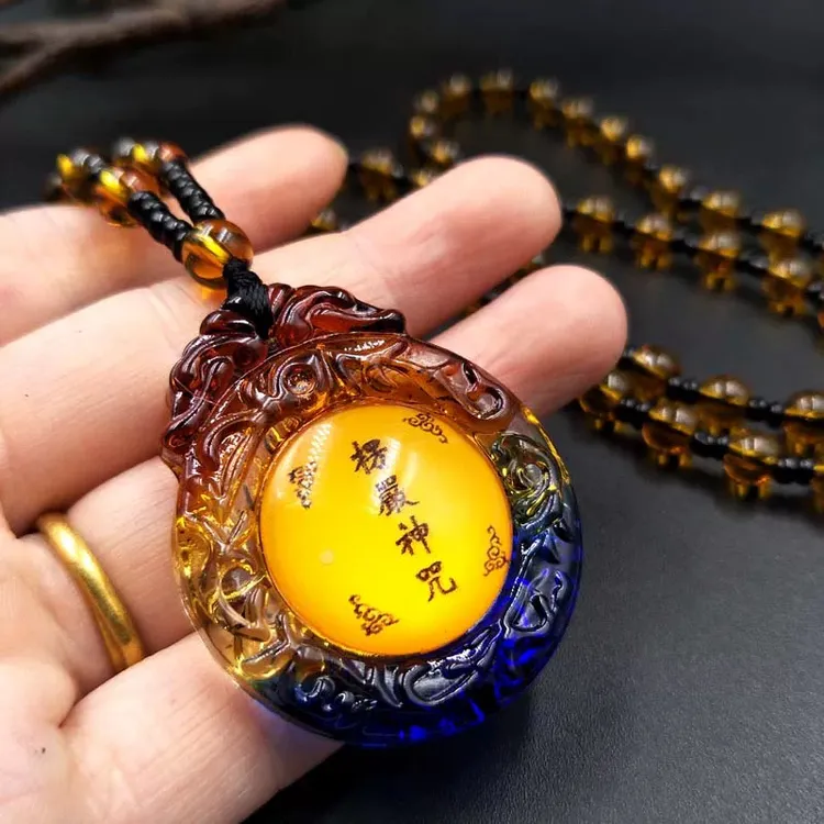 新款琉璃楞严吊坠挂件可定制圆形椭圆形结缘项链男女挂坠